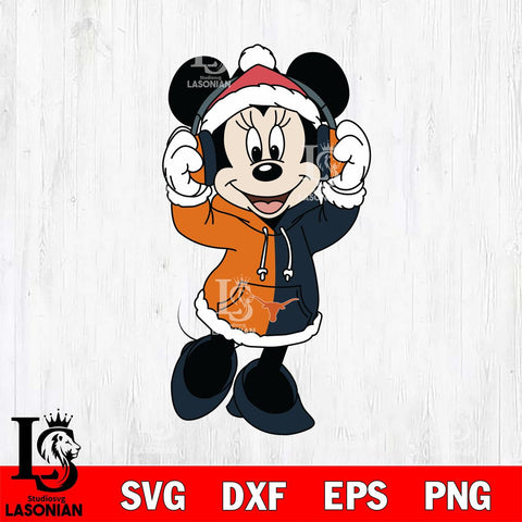 Texas Longhorns Minnie Mouse Disney Football Christmas File Cut, NCAA SVG DXF EPS PNG FILE, Digital Download , Criucut , Silhouette