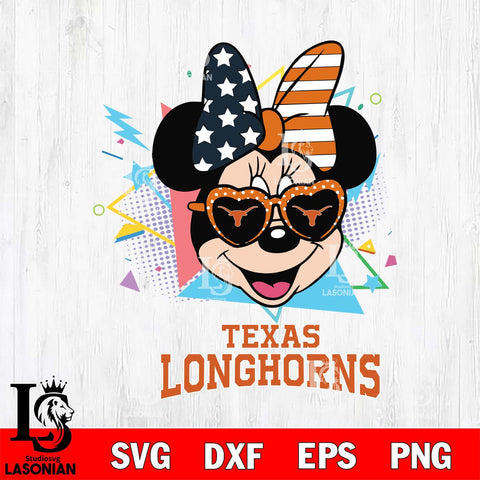 Texas Longhorns Minnie Mouse Love Sport SVG DXF EPS PNG FILE, NCAA File Cut,Digital Download,Instant Download