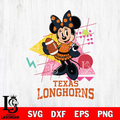 Texas Longhorns Minnie Mouse Sport SVG DXF EPS PNG FILE, NCAA File Cut,Digital Download,Instant Download