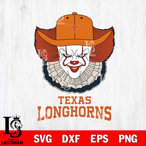 Texas Longhorns Pennywise Horror Sport 12 Svg Eps Dxf Png File, Digital Download