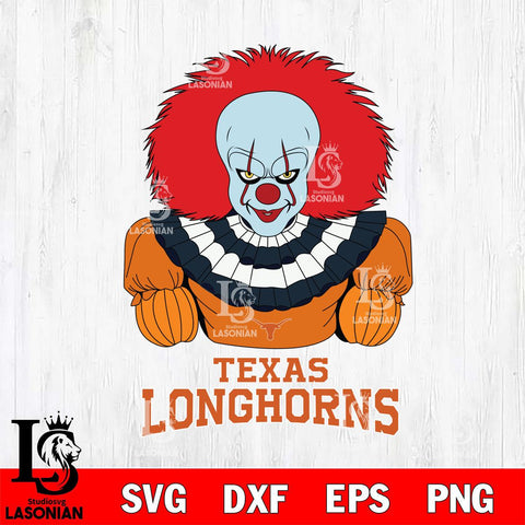 Texas Longhorns Pennywise Horror Sport 3 Svg Eps Dxf Png File, Digital Download