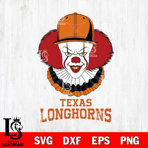 Texas Longhorns Pennywise Horror Sport 4 Svg Eps Dxf Png File, Digital Download