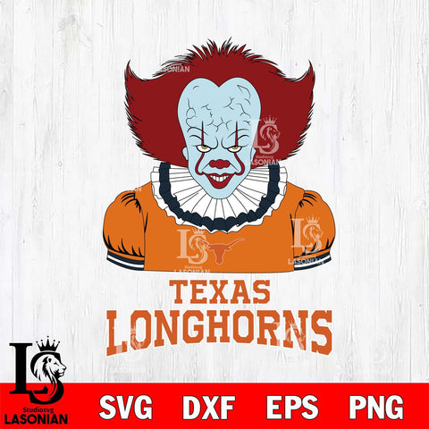 Texas Longhorns Pennywise Horror Sport 5 Svg Eps Dxf Png File, Digital Download
