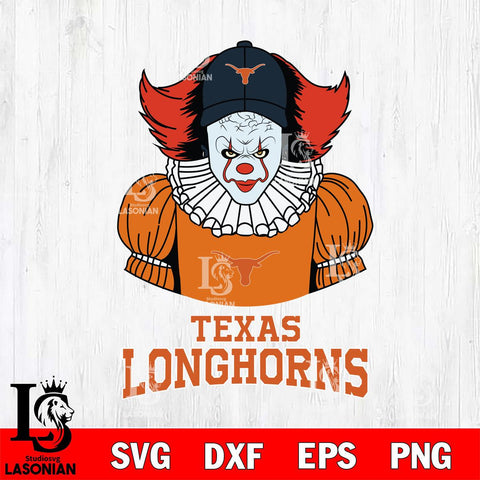 Texas Longhorns Pennywise Horror Sport 7 Svg Eps Dxf Png File, Digital Download