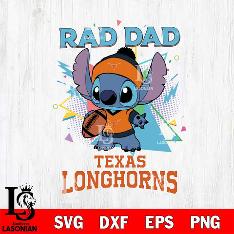 Texas Longhorns Stitch Rad Dad SVG DXF EPS PNG FILE, NCAA File Cut,Digital Download,Instant Download