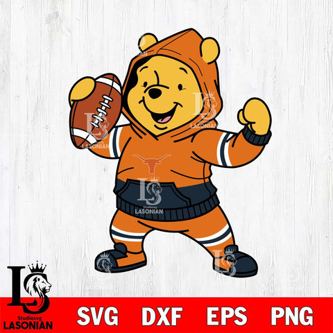 Texas Longhorns Winnie The Pooh Disney Football Christmas File Cut, NCAA SVG DXF EPS PNG FILE, Digital Download , Criucut , Silhouette