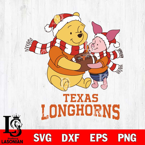 Texas Longhorns Winnie the Pooh & Piglet Football Cricut,Christmas SVG DXF EPS PNG FILE, NCAA Digital Download,Instant Download, Silhouette
