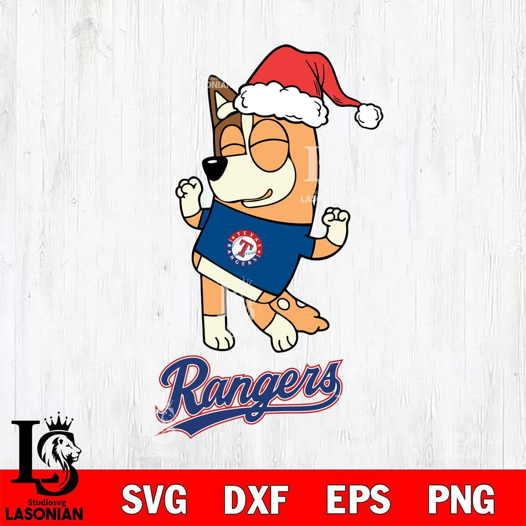Texas Rangers Bluey Chilli Happy Christmas – lasoniansvg
