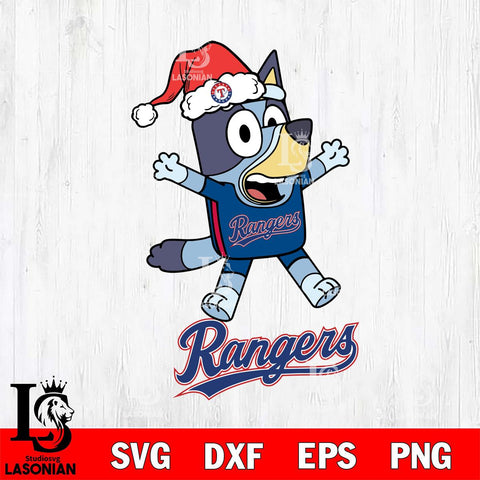 Texas Rangers Bluey Happy Christmas Svg Eps Dxf Png File, Digital Download