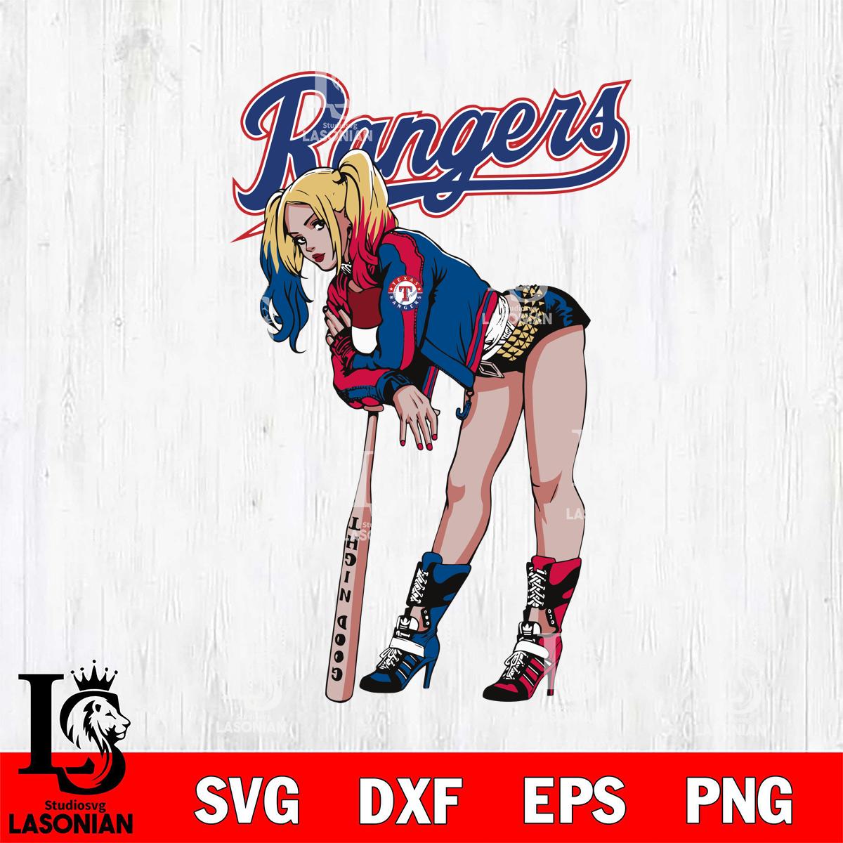 Texas Rangers Fan Girl Harley Quinn MLB – lasoniansvg