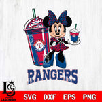 Texas Rangers Minnie Mouse Fan And Coffee Svg Eps Dxf Png File, Digital Download, Instant Download