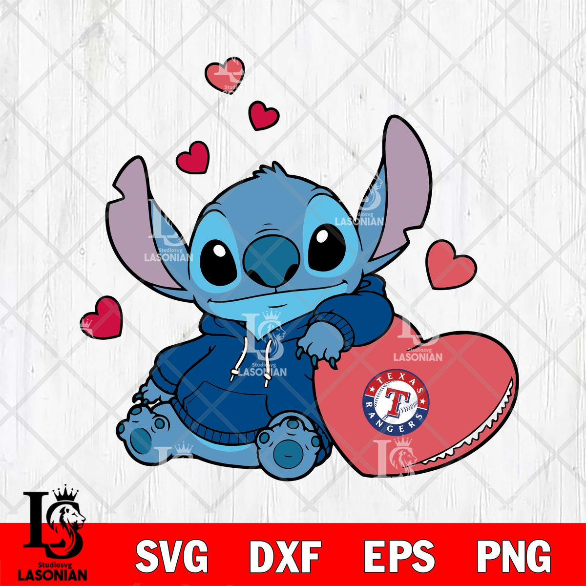 Texas Rangers Stitch Hugging Big Heart File cut , Criucut , Digital ...