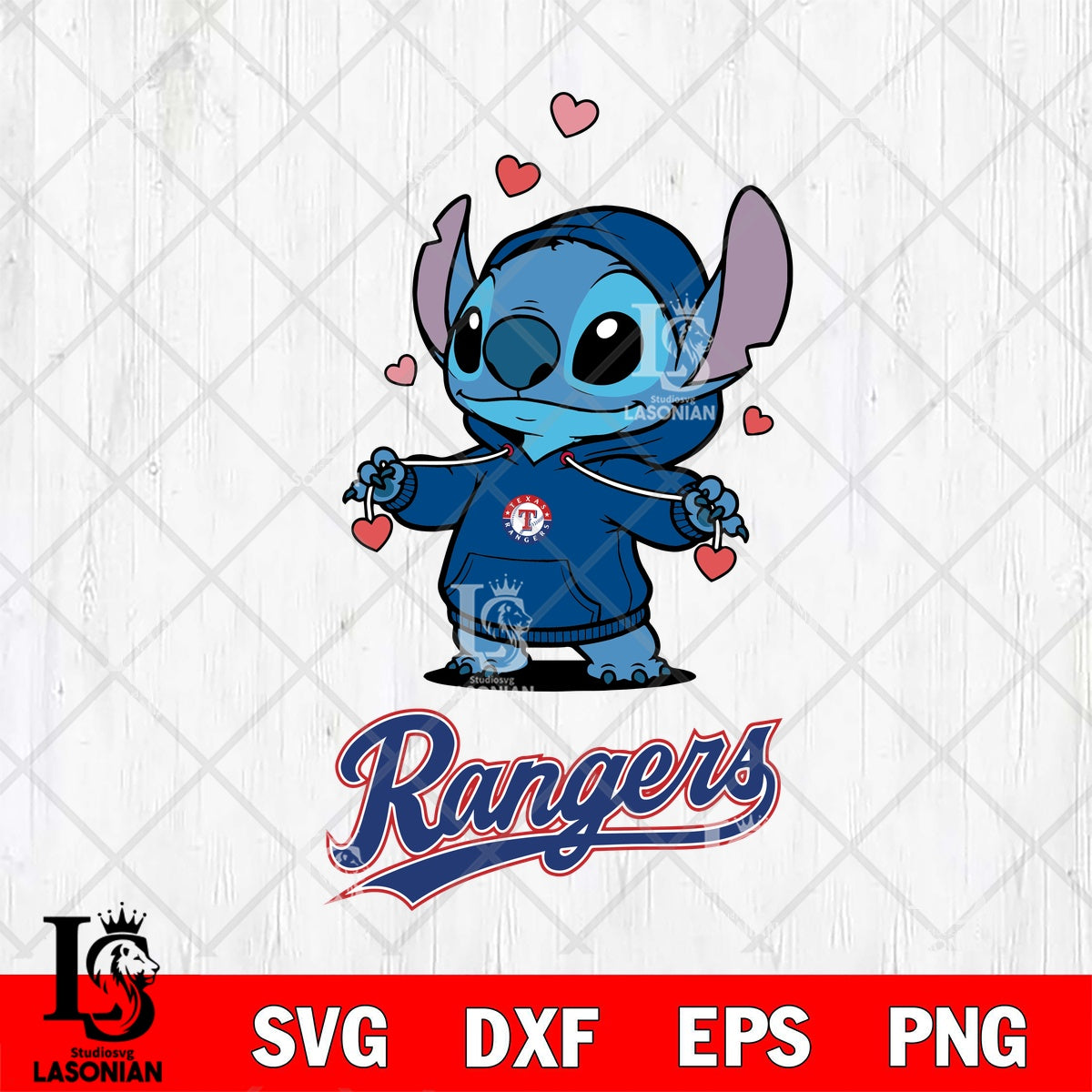 Texas Rangers Stitch Valentine Heart Strings File cut , Criucut ...