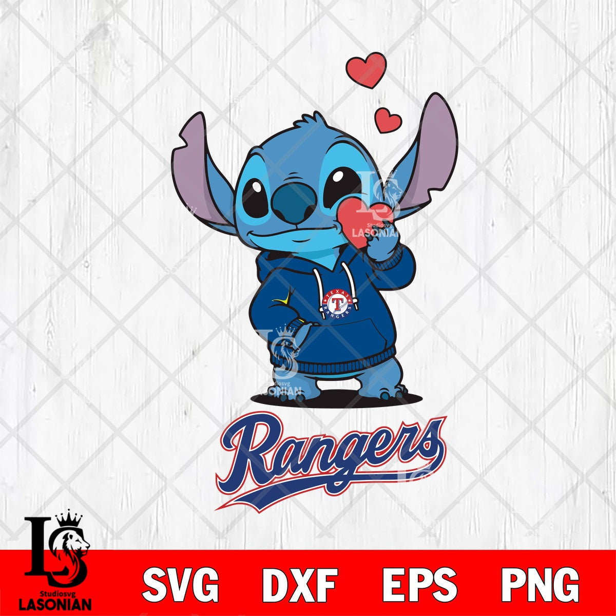 Texas Rangers Stitch love illustration File cut , Criucut , Digital ...