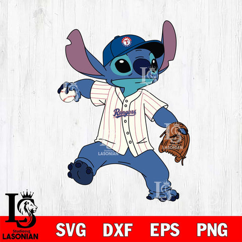 Texas Rangers Stitch throwing a baseball SVG DXF EPS PNG FILE, MLB File Cut, Digital Download,Instant Download, Silhouette, Stitch Cricut