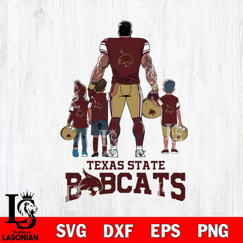 Texas State Bobcats 4 Father and son Rugby SVG DXF EPS PNG FILE,NCAA SVG, Father day Digital Download,Instant Download, Silhouette