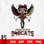 Texas State Bobcats Anglel Black Fan Girl Betty Boop, Svg Eps Dxf Png File, Digital Download