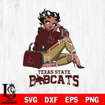Texas State Bobcats Awesome Black Fan Girl Betty Boop, Svg Eps Dxf Png File, Digital Download