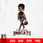 Texas State Bobcats Beautiful Black Fan Girl, Svg Eps Dxf Png File, Digital Download