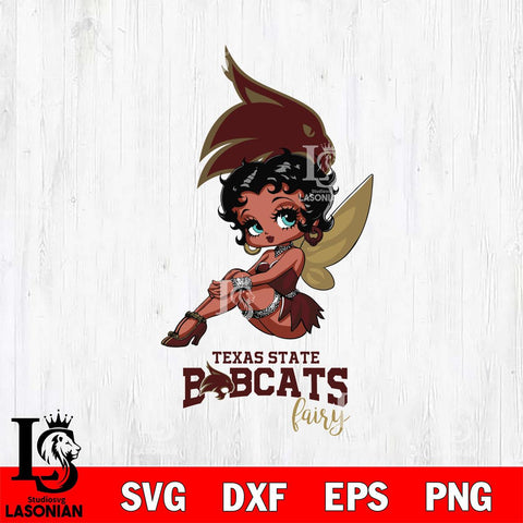 Texas State Bobcats Beauty Black Fairy Betty Boop, Svg Eps Dxf Png File, Digital Download