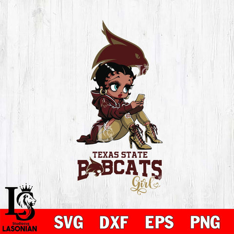 Texas State Bobcats Beauty Black Fan Girl Football, Svg Eps Dxf Png File, Digital Download