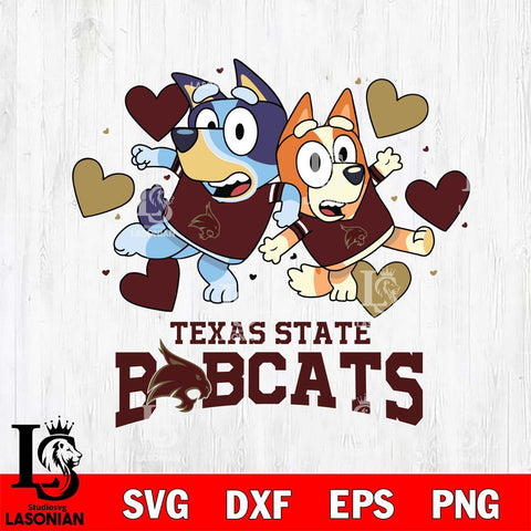 Texas State Bobcats Bluey & Bingo 10 Svg Eps Dxf Png File, NCAA svg, Digital Download, Instant Download