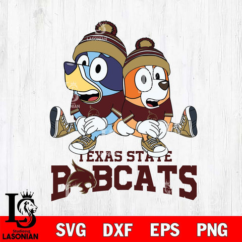 Texas State Bobcats Bluey & Bingo 8 Svg Eps Dxf Png File, NCAA svg, Digital Download, Instant Download
