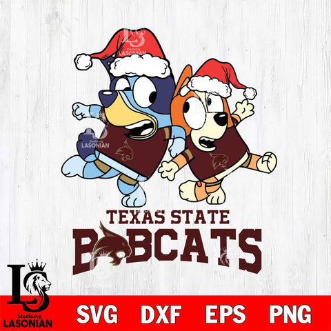 Texas State Bobcats Bluey Christmas Holiday Svg Eps Dxf Png File, Digital Download