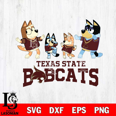 Texas State Bobcats Bluey Dance Squats Svg Eps Dxf Png File, Digital Download, Instant Download