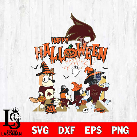 Texas State Bobcats Bluey Halloween Family Svg Eps Dxf Png File, Digital Download, Instant Download