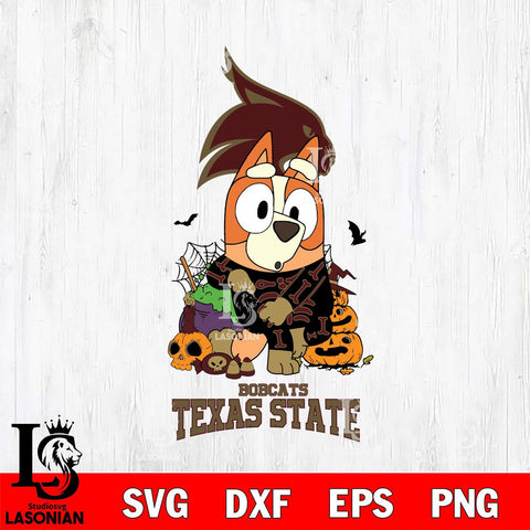 Texas State Bobcats Bluey Halloween NCAA Svg Eps Dxf Png File, Digital Download, Instant Download