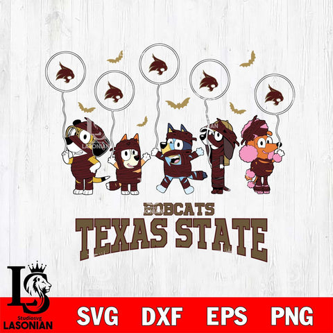 Texas State Bobcats Bluey Halloween Spooky Svg Eps Dxf Png File, Digital Download, Instant Download