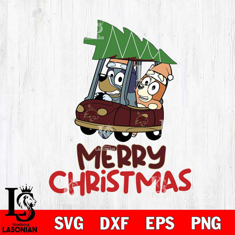 Texas State Bobcats Bluey Merry Christmas Svg Eps Dxf Png File, Digital Download