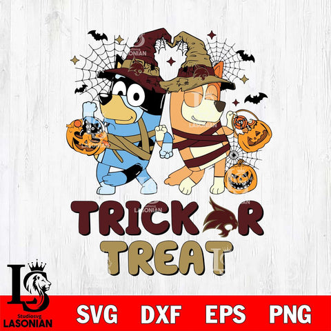 Texas State Bobcats Bluey Trick or Treat Halloween 2 Svg Eps Dxf Png File, Digital Download, Instant Download