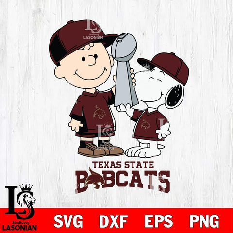 Texas State Bobcats Charlie Brown and Snoopy Champions Svg Eps Dxf Png File, NCAA svg , Digital Download , Instant Download, Cricut File