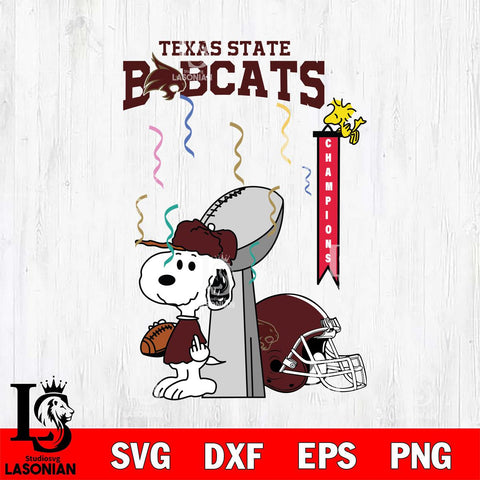 Texas State Bobcats Charlie Brown and Snoopy Super Bowl Svg Eps Dxf Png File, NCAA svg , Digital Download , Instant Download, Cricut File