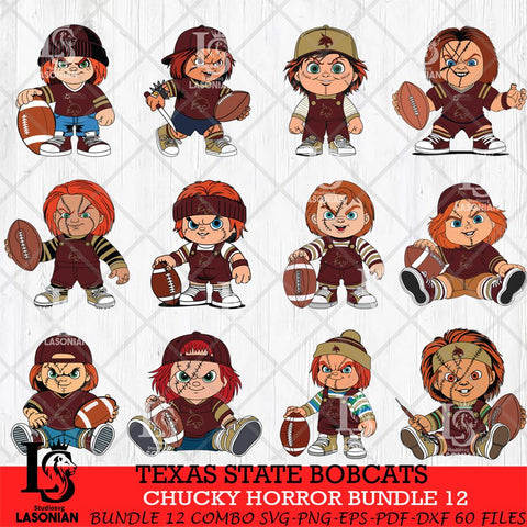 Texas State Bobcats Chucky Horror Bundle 12 SVG Eps Dxf Png File, Bundle NCAA svg, Digital Download, Instant Download