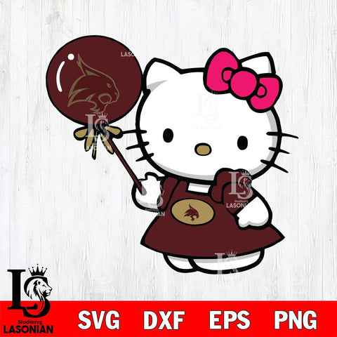 Texas State Bobcats Cute Hello Kitty 2 Svg Eps Dxf Png File, Digital Download, Instant Download