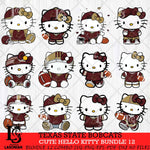 Texas State Bobcats Cute Hello Kitty Bundle 12 SVG Eps Dxf Png File, NCAA Bundle svg, Digital Download, Instant Download