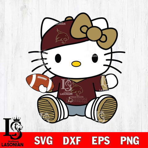 Texas State Bobcats Cute Hello Kitty Football 11 Svg Eps Dxf Png File, NCAA svg, Digital Download, Instant Download