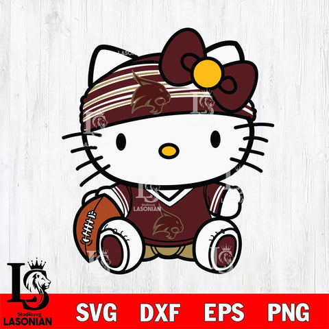 Texas State Bobcats Cute Hello Kitty Football 12 Svg Eps Dxf Png File, NCAA svg, Digital Download, Instant Download