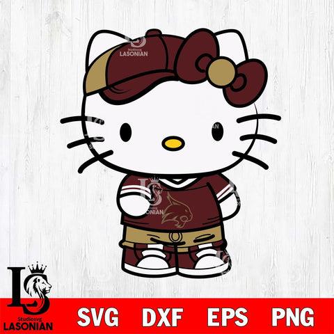 Texas State Bobcats Cute Hello Kitty Football 2 Svg Eps Dxf Png File, NCAA svg, Digital Download, Instant Download