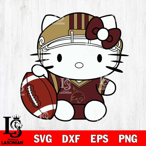 Texas State Bobcats Cute Hello Kitty Football 5 Svg Eps Dxf Png File, NCAA svg, Digital Download, Instant Download