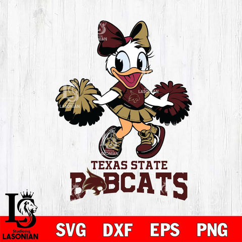 Texas State Bobcats Daisy Duck Cheerleader Disney, Svg Eps Dxf Png File, Digital Download