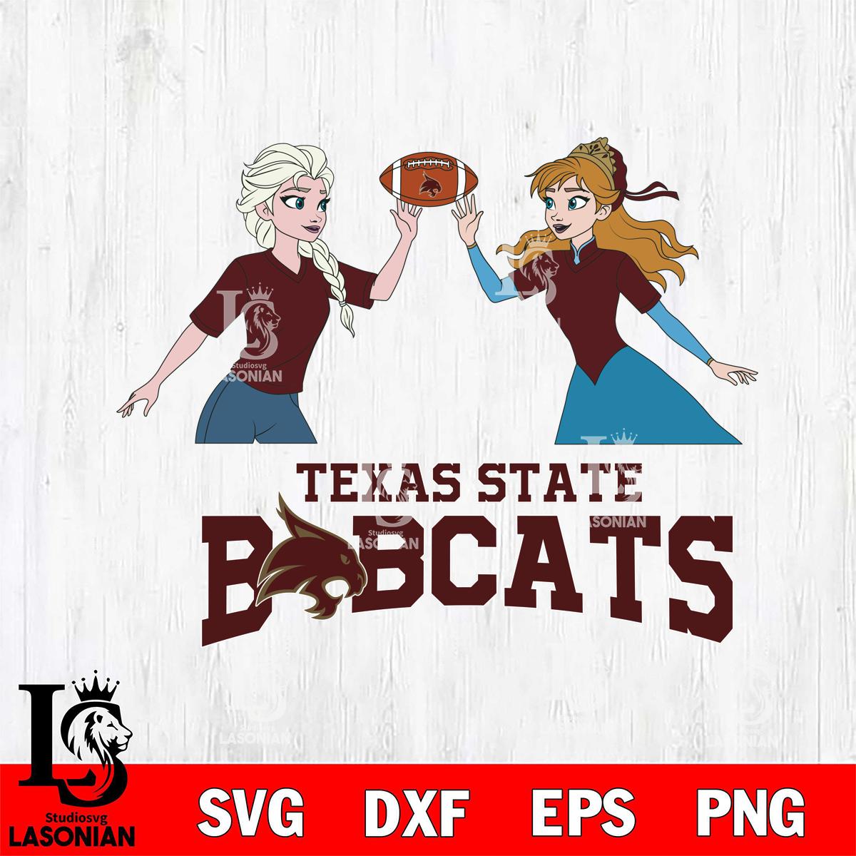 Texas State Bobcats Elsa & Anna Football – lasoniansvg