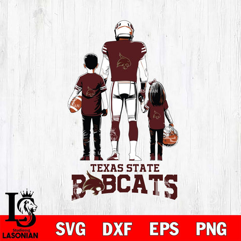 Texas State Bobcats Father And Child Football SVG DXF EPS PNG FILE,NCAA SVG, Father day Digital Download,Instant Download, Silhouette