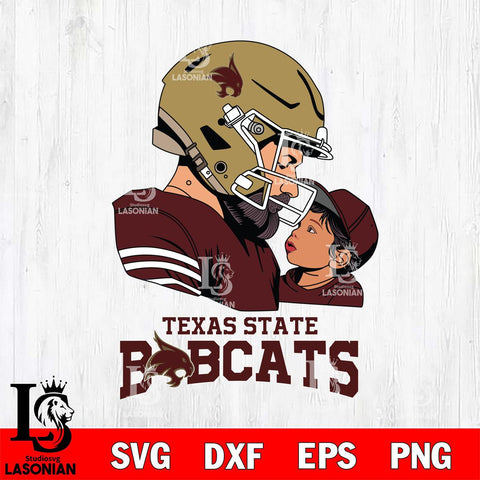 Texas State Bobcats Father And Child Rugby SVG DXF EPS PNG FILE,NCAA SVG, Father day Digital Download,Instant Download, Silhouette