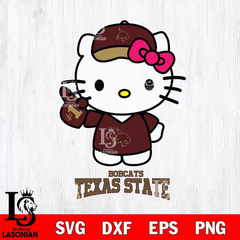 Texas State Bobcats Hello Kitty Best Fan Svg Eps Dxf Png File, Digital Download, Instant Download