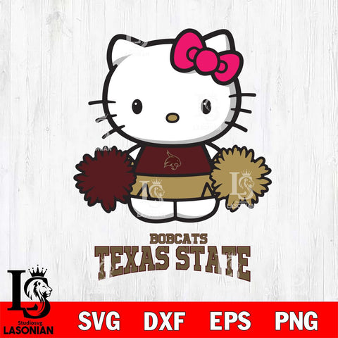 Texas State Bobcats Hello Kitty Cheerleader 2 Svg Eps Dxf Png File, Digital Download, Instant Download