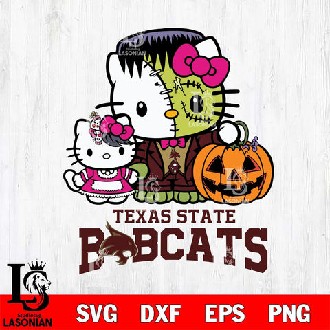 Texas State Bobcats Hello Kitty Horror 10 Svg Eps Dxf Png File, Digital Download